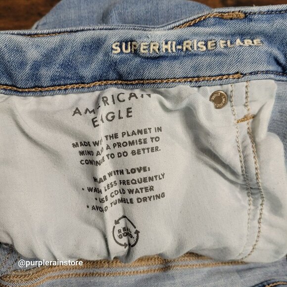 American Eagle Jeans 18 R Super Hi Rise Flare Next Level Stretch Medium Light - Picture 5 of 13